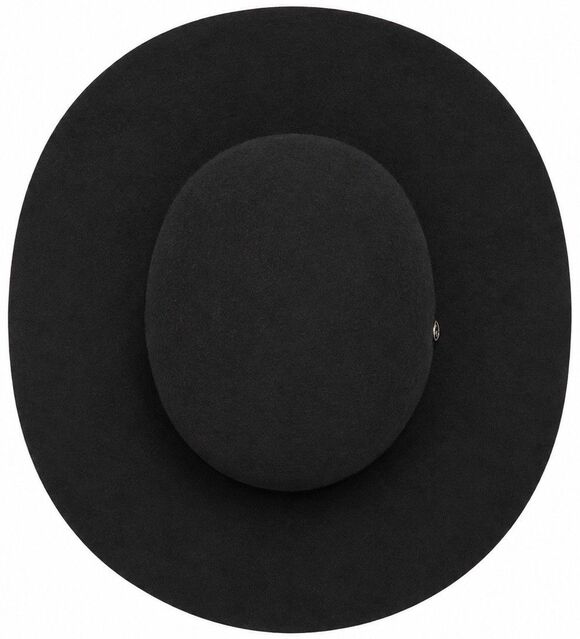 MiniMe Paris Black Wide Brim Felt Fedora Hat Handmade in France Velvet Ribbon R